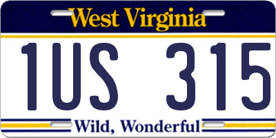 WV license plate 1US315
