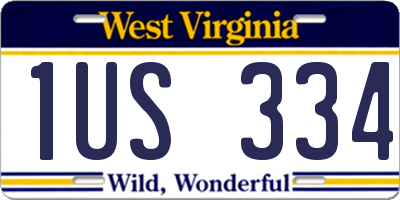 WV license plate 1US334