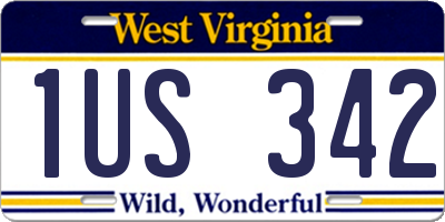 WV license plate 1US342