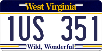 WV license plate 1US351