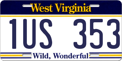 WV license plate 1US353