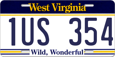 WV license plate 1US354