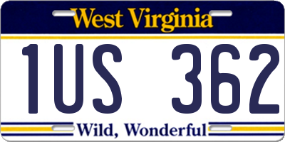 WV license plate 1US362
