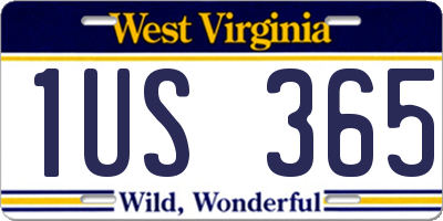 WV license plate 1US365