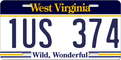 WV license plate 1US374