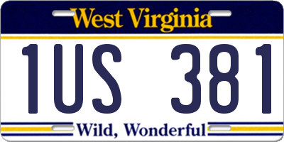 WV license plate 1US381