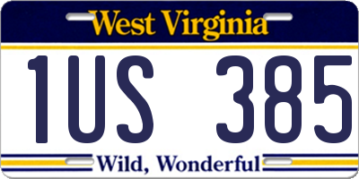 WV license plate 1US385