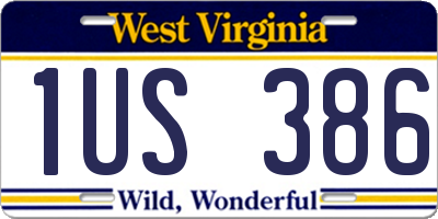 WV license plate 1US386