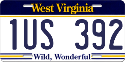 WV license plate 1US392