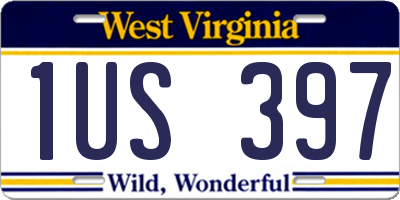 WV license plate 1US397