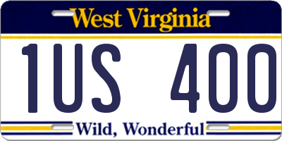 WV license plate 1US400