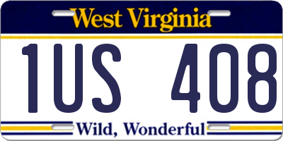 WV license plate 1US408