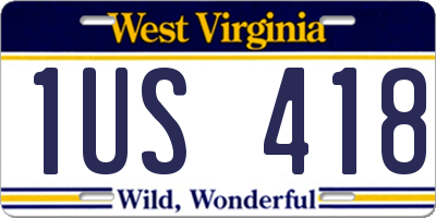 WV license plate 1US418