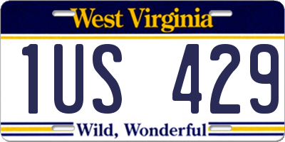 WV license plate 1US429