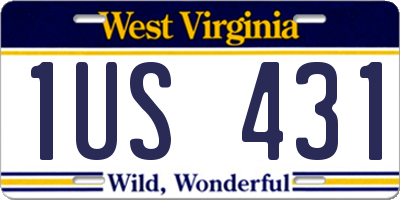 WV license plate 1US431