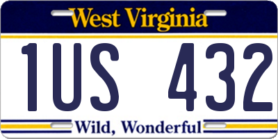 WV license plate 1US432