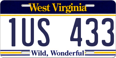 WV license plate 1US433