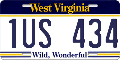 WV license plate 1US434
