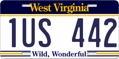 WV license plate 1US442
