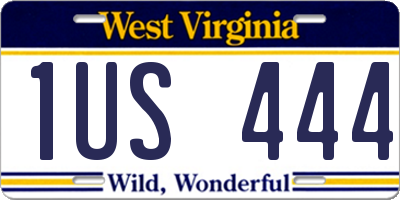 WV license plate 1US444