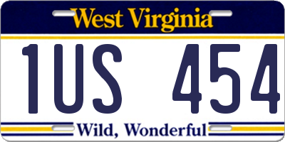 WV license plate 1US454