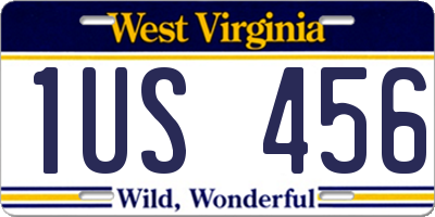WV license plate 1US456