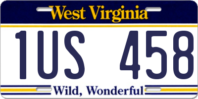 WV license plate 1US458