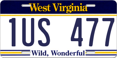 WV license plate 1US477