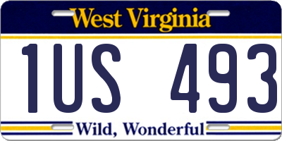 WV license plate 1US493