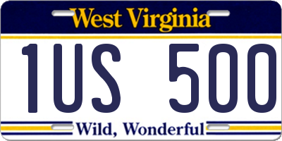 WV license plate 1US500