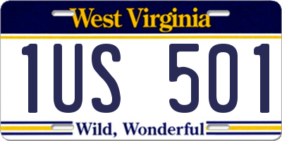 WV license plate 1US501