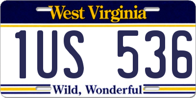 WV license plate 1US536