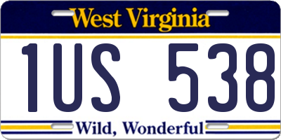 WV license plate 1US538