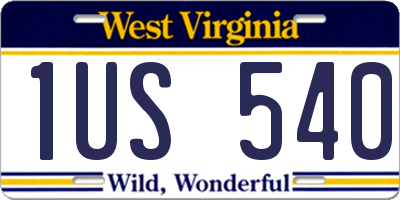 WV license plate 1US540