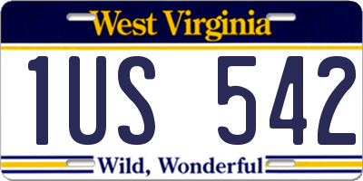 WV license plate 1US542