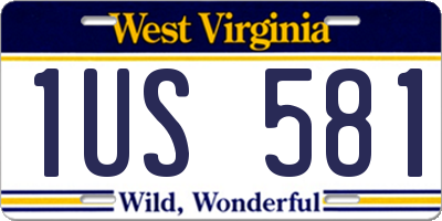 WV license plate 1US581