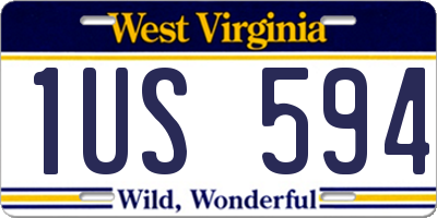 WV license plate 1US594