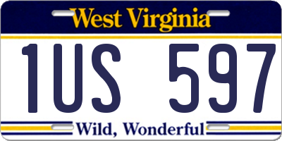 WV license plate 1US597