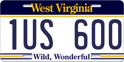 WV license plate 1US600