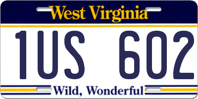 WV license plate 1US602
