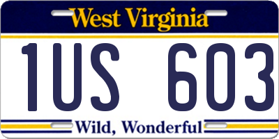 WV license plate 1US603