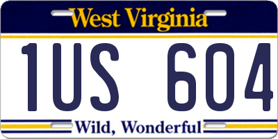 WV license plate 1US604