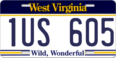 WV license plate 1US605