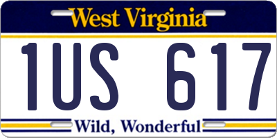 WV license plate 1US617