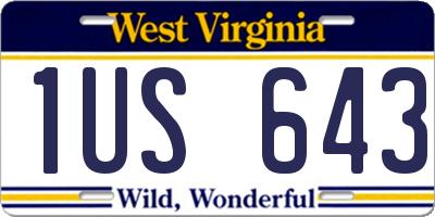 WV license plate 1US643