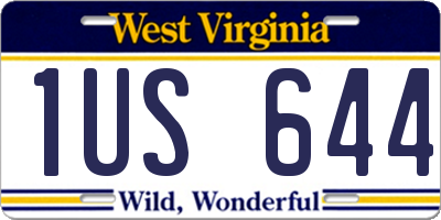 WV license plate 1US644