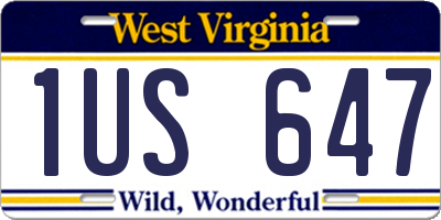 WV license plate 1US647