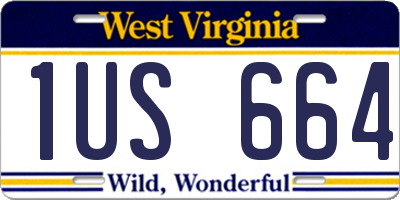 WV license plate 1US664
