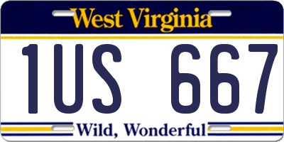 WV license plate 1US667