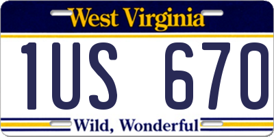 WV license plate 1US670